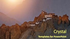 Presentation with nepal flag - Audience pleasing PPT layouts consisting of nepal flag - dhankar monastery in himalayas mountain backdrop and a tawny brown colored foreground