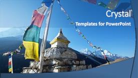  Presentation with nepal flag - Theme featuring nepal flag - mountains peak background and a teal colored foreground