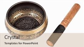  Presentation with singing bowl - Theme having tibet sound bowls - nepal singing bowl isolated background and a coral colored foreground