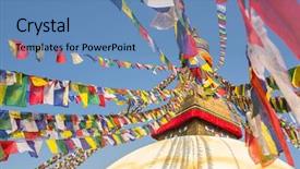 Presentation with nepal flag - PPT theme having nepal with colorful prayer flag background and a teal colored foreground
