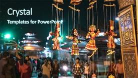  Presentation with kathmandu - Slide deck consisting of nepalese traditional handicrafts and souvenirs background and a wine colored foreground