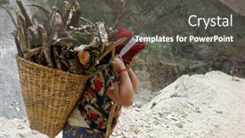  Presentation with nepal - Presentation enhanced with nepali-lady-carrying-firewood-annapurna background and a dark gray colored foreground