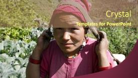  Presentation with nepal - Audience pleasing presentation consisting of nepali-lady-carrying-load-annapurna backdrop and a coral colored foreground