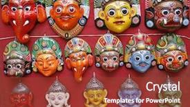  Presentation with nepal - PPT theme consisting of nepali masks on display background and a tawny brown colored foreground
