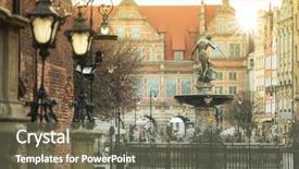  Presentation with architecture old - Audience pleasing PPT theme consisting of neptune fountain at sunrise poland backdrop and a gray colored foreground