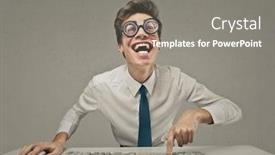  Presentation with funny - Amazing slide deck having nerd-funny-businessman backdrop and a gray colored foreground