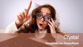  Presentation with cartoon computer - Amazing slide set having nerd girl working on computer backdrop and a red colored foreground