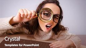  Presentation with computer - PPT theme having nerd girl working on computer background and a tawny brown colored foreground