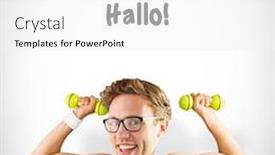 Presentation with lifting weights - Cool new PPT layouts with nerd-lifting-weights-against-white backdrop and a white colored foreground