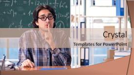  Presentation with math science - Presentation design having nerd science - young funny math teacher background and a soft green colored foreground
