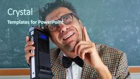  Presentation with walkie talkie - Beautiful theme featuring nerd silly private investigator backdrop and a ocean colored foreground