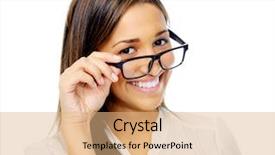  Presentation with cute doodles - PPT theme enhanced with nerdy - cute confident businesswoman portrait background and a coral colored foreground