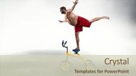  Presentation with bicycle - Colorful theme enhanced with nerdy - man standing on a small backdrop and a soft green colored foreground