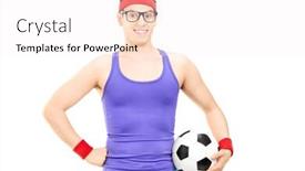  Presentation with football drils - Theme with nerdy athlete holding a football isolated on white background background and a sky blue colored foreground