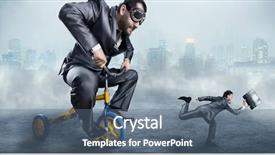  Presentation with carbon fiber bicycle frame - Beautiful PPT layouts featuring nerdy businessman riding a small backdrop and a ocean colored foreground