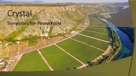  Presentation with river valley - Beautiful theme featuring neretva river in bosnia backdrop and a coral colored foreground