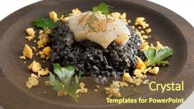  Presentation with black ink - Audience pleasing slide set consisting of nero - black risotto dyed with squid backdrop and a tawny brown colored foreground