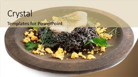  Presentation with black ink - Presentation theme consisting of nero - black risotto with squid ink background and a soft green colored foreground
