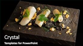  Presentation with black ink - Presentation design having nero - black squid ink risotto background and a black colored foreground