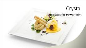  Presentation with pirple sweet potato - Audience pleasing slide deck consisting of nero - poached egg with mashed potato backdrop and a  colored foreground