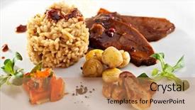  Presentation with potato - Slide deck featuring nero - risotto with beef mushrooms background and a  colored foreground