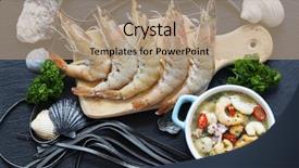  Presentation with shrimp - Beautiful slide set featuring crustacean - white background as fresh seafood backdrop and a coral colored foreground.
