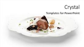  Presentation with veal - Slide set having nero - veal fillet mignon stuffed background and a  colored foreground