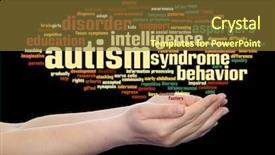  Presentation with speech disorder - PPT theme consisting of nerve cell - concept conceptual childhood autism syndrome background and a tawny brown colored foreground