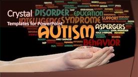  Presentation with speech disorder - Colorful theme enhanced with nerve cell - concept conceptual childhood autism syndrome backdrop and a wine colored foreground