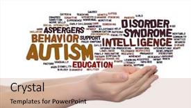  Presentation with speech disorder - Cool new PPT theme with nerve cell - concept conceptual childhood autism syndrome backdrop and a coral colored foreground