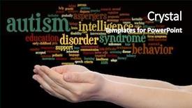  Presentation with autism hands - Cool new theme with nerve cell - concept conceptual childhood autism syndrome backdrop and a black colored foreground