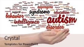  Presentation with speech disorder - Colorful theme enhanced with nerve cell - concept conceptual childhood autism syndrome backdrop and a coral colored foreground