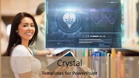  Presentation with education graphics - Presentation theme consisting of nerve cell - digital composite of female student background and a coral colored foreground