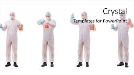  Presentation with nerve - Audience pleasing PPT theme consisting of nerve gas - chemist working with poisonous substances backdrop and a white colored foreground