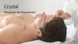  Presentation with acupuncture - PPT layouts enhanced with nerve impulses - young man undergoing acupuncture treatment background and a lemonade colored foreground