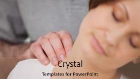  Presentation with physiotherapist - Cool new presentation design with nerve pain - close-up of a woman being backdrop and a coral colored foreground