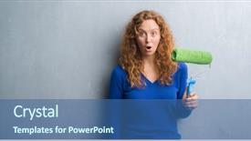  Presentation with young grey maine coon cat - Slides enhanced with nerveuse - young redhead woman over grey background and a ocean colored foreground