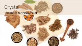  Presentation with health system - Presentation theme enhanced with nervine-food-collection-herbal-plant background and a coral colored foreground