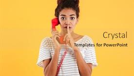  Presentation with calm - PPT layouts featuring communcation - nervous calm beautiful lady showing background and a yellow colored foreground