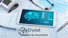  Presentation with medical brain - Slide set having nervous system - brain functionality report with medical background and a light blue colored foreground