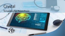  Presentation with medical brain - Slides consisting of nervous system - brain functionality report with medical background and a light blue colored foreground