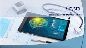  Presentation with medical brain - Beautiful PPT theme featuring nervous system - brain functionality report with medical backdrop and a light blue colored foreground