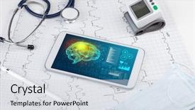  Presentation with medical brain - Theme consisting of nervous system - brain functionality report with medical background and a sky blue colored foreground