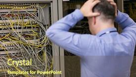  Presentation with server - Cool new PPT theme with nervous system - stressed technician looking at open backdrop and a tawny brown colored foreground