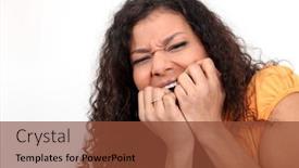  Presentation with nails - Presentation theme having nervous-woman-biting-nails background and a tawny brown colored foreground