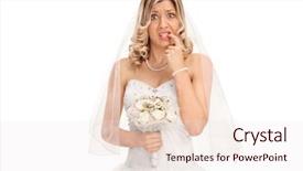  Presentation with nail salon beauty nails concept - Slide deck having nervous young bride biting her background and a sky blue colored foreground