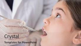  Presentation with pediatric dentist - PPT layouts enhanced with pediatrics dentists chair - pediatric dentist examining his nervous background and a coral colored foreground