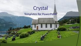  Presentation with norway hydroelectric - Presentation theme featuring nes kyrkje commune luster norway background and a sky blue colored foreground