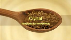  Presentation with spoon - Amazing PPT theme having nescafe - coffee instant granules in wooden backdrop and a tawny brown colored foreground