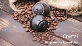  Presentation with coffe - Amazing slides having nespresso - bag with coffe beans backdrop and a violet colored foreground